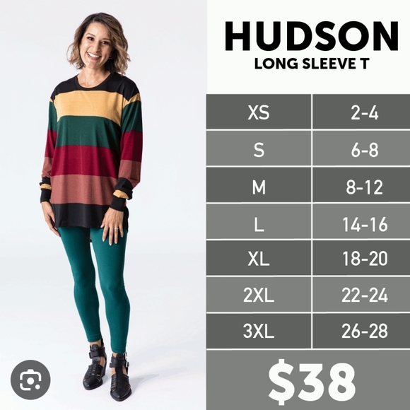 LuLaRoe Hudson Long Sleeve Straight Cut T For Both Him & Her Round Neck Large - Picture 15 of 16